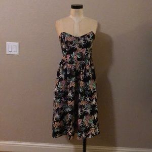 Strapless Tropical Leaf Dress